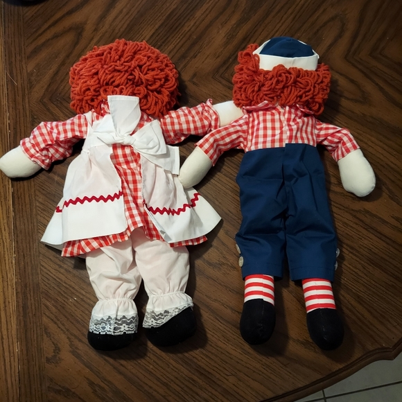 Large Vintage 18” Handmade Stitched 2 Raggedy Ann and Andy Dolls - Picture 6 of 9